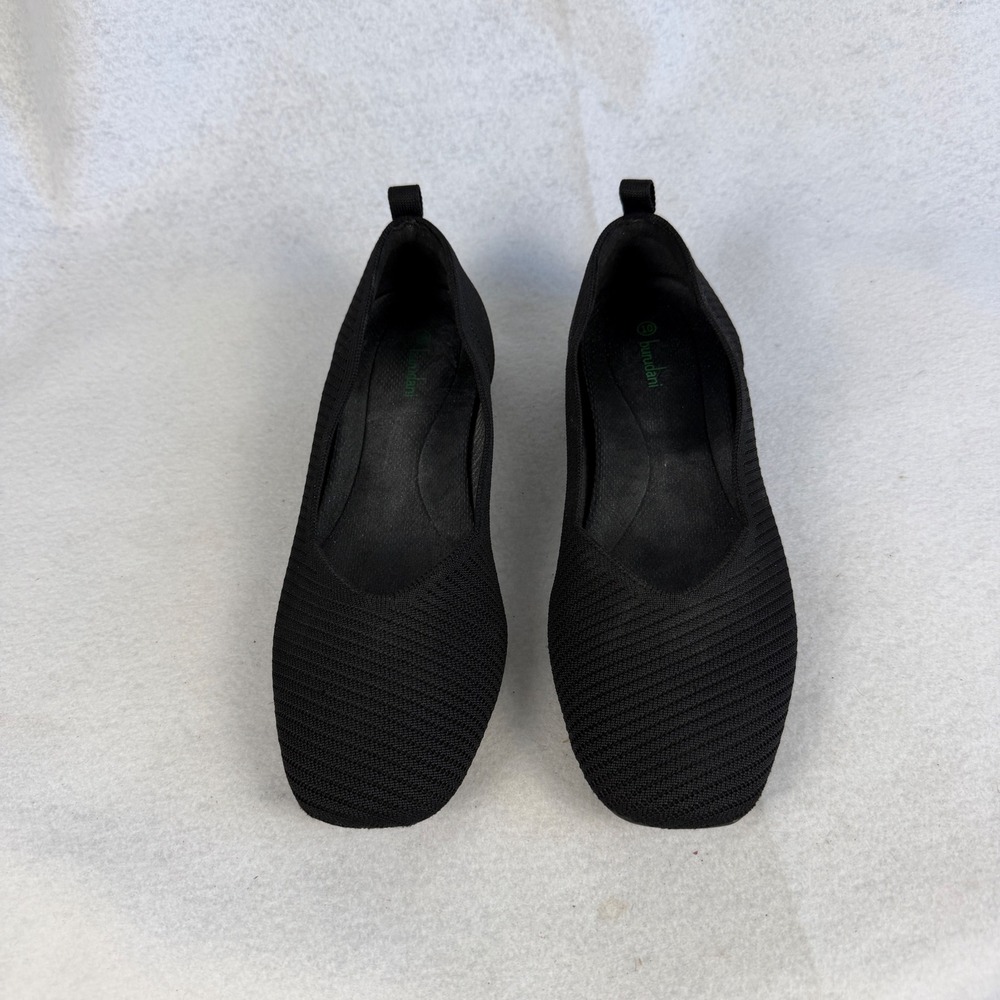 Burudani Black Knit Square Toe Ballet Flats Womens US 10 UK 8 Casual Office - Picture 3 of 10